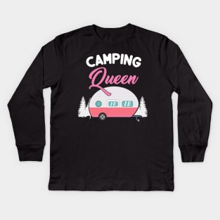 Camping Queen Gift for Queens of the Camper RV Kids Long Sleeve T-Shirt